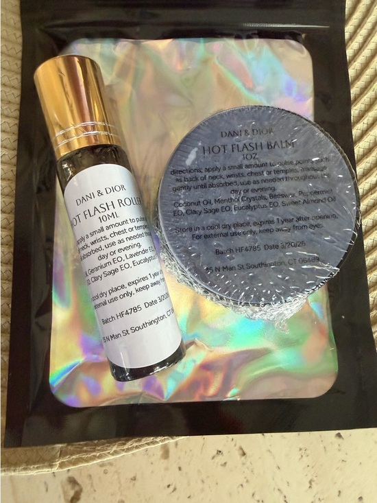 Other - DANI & DIOR Hot Flash Balm & Roll-On Set - Holographic Pouch